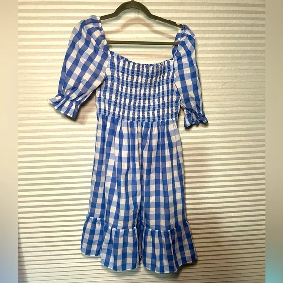 Euc Gingham Blue And White Ruched Top Dorothy Dress Large | Color: Blue/White | Size: L | Maej916's Closet Euc Gingham Blue And White Ruched Top Dorothy Dress Large | Color: Blue/White | Size: L | Maej916's Closet